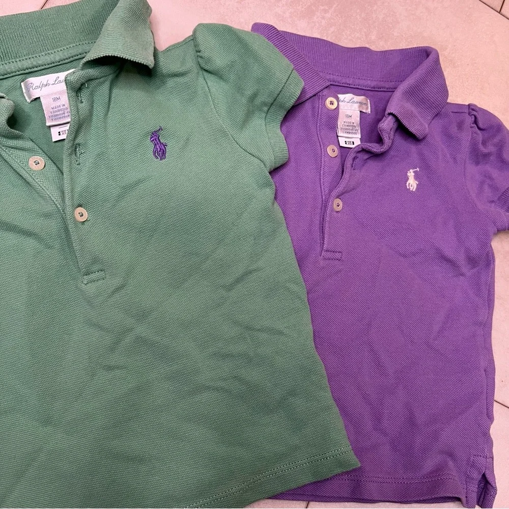 Bundle Ralph Lauren Kids' Green and Purple‎ Polo Shirts size 18 months